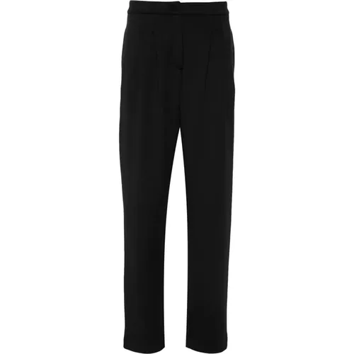 Schwarze Plissierte Hose Slim Fit , Damen, Größe: L - Emporio Armani - Modalova