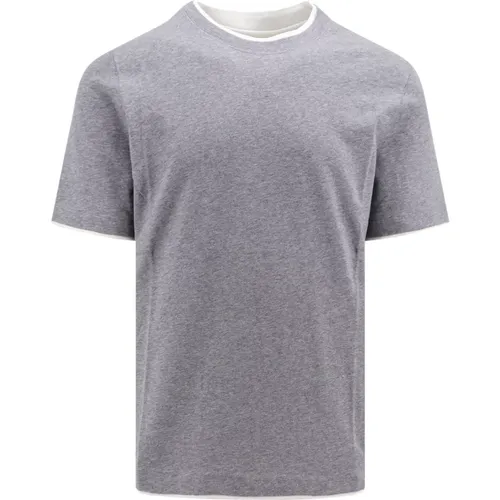 Grey Crew-Neck T-Shirt , male, Sizes: 3XL - BRUNELLO CUCINELLI - Modalova