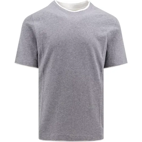 Grey Crew-Neck T-Shirt , male, Sizes: S, XL - BRUNELLO CUCINELLI - Modalova