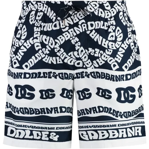 Logo print swim shorts , male, Sizes: L, S - Dolce & Gabbana - Modalova