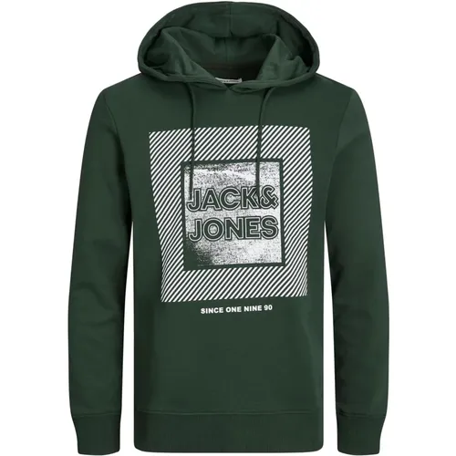 Moderner Hoodie mit Frontprint , Herren, Größe: M - jack & jones - Modalova