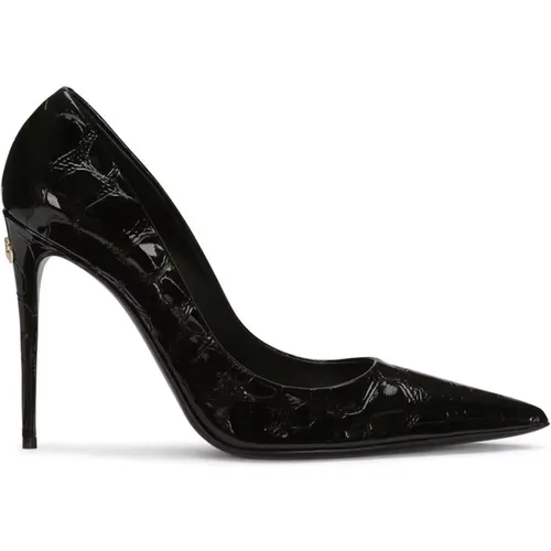 Crocodile Effect Leather Pumps , female, Sizes: 7 UK - Dolce & Gabbana - Modalova