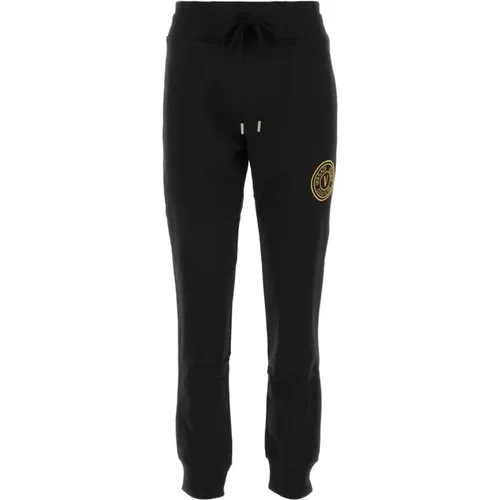 Stylische schwarze Baumwolljogger , Damen, Größe: XL - Versace Jeans Couture - Modalova