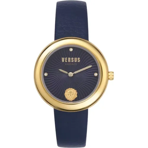 Watches, female, , Size: ONE SIZE Léa Womens Watch Blue Leather Strap - Versus Versace - Modalova