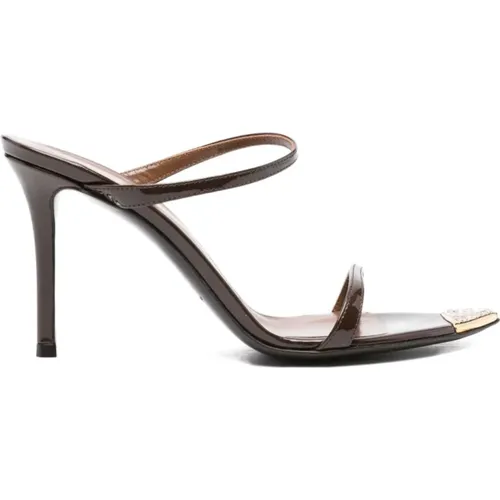 Heeled Mules, female, , Size: 9 US Leather Stiletto Sandals Double Straps - giuseppe zanotti - Modalova