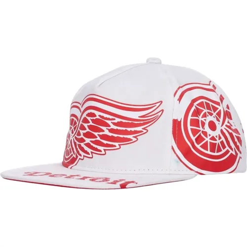 Caps, male, , Size: ONE SIZE Detroit Red Wings Flat Brim Cap - Mitchell & Ness - Modalova