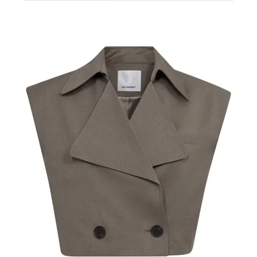 Crop Waistcoat Blazer in Walnuss - Co'Couture - Modalova