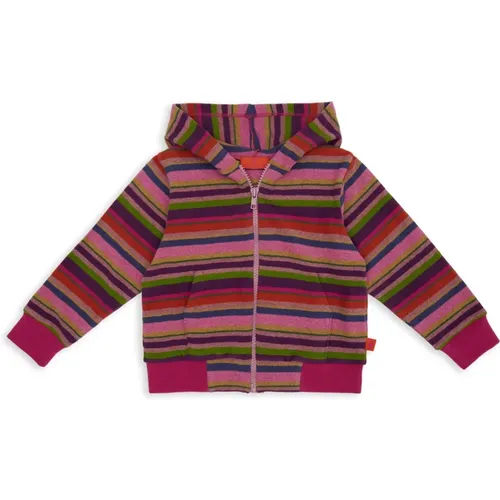 Lila Fleece-Kapuzenpullover für Kinder mit mehrfarbigen Streifen - Gallo - Modalova