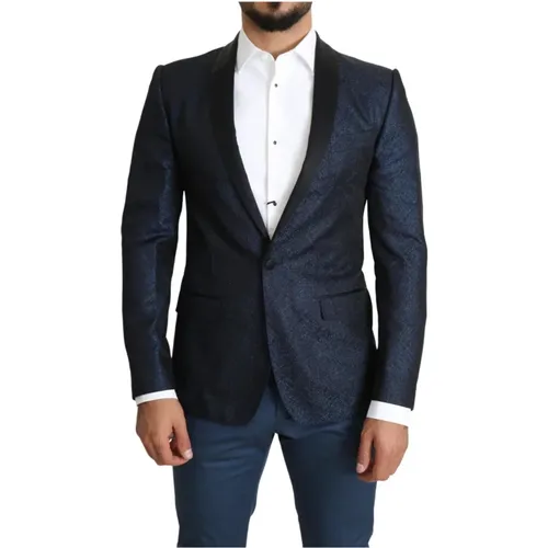 Blazers, male, , Size: S Glitter Blazer Slim Fit Style - Dolce & Gabbana - Modalova