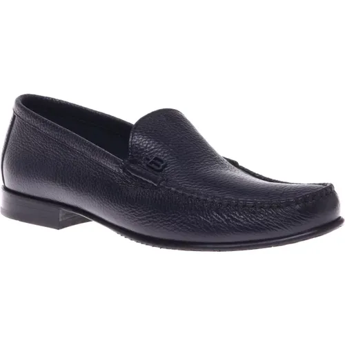 Loafer in dark tumbled leather , male, Sizes: 6 UK, 8 UK, 7 UK, 9 UK - Baldinini - Modalova