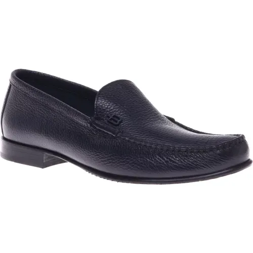 Loafer in dark tumbled leather , Herren, Größe: 42 EU - Baldinini - Modalova