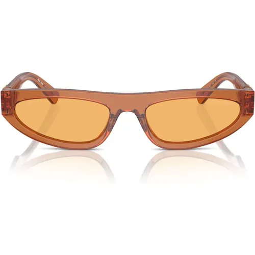 Modern Caramel Sunglasses with Yellow Lenses , female, Sizes: 56 MM - Miu Miu - Modalova