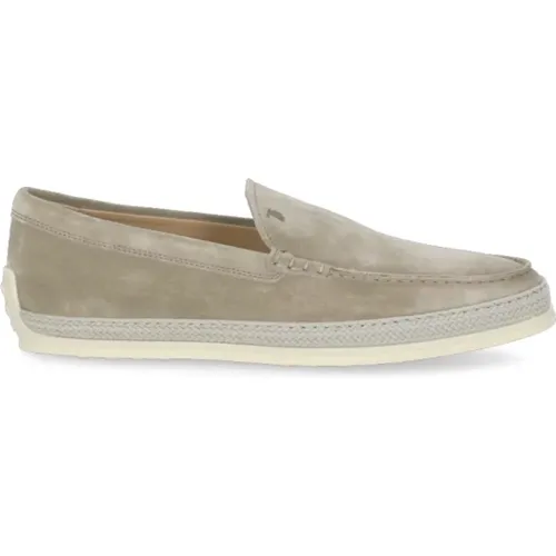 Grey Flat Loafers for Men , male, Sizes: 6 UK, 6 1/2 UK, 9 UK, 8 1/2 UK, 10 UK - TOD'S - Modalova
