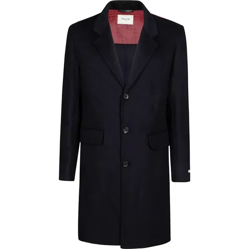 Single-Breasted Coats, male, , Size: L Classic Long Coat with Lapels - Paltò - Modalova