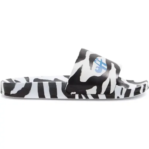 Logo Pool Slides Sandalen , Damen, Größe: 37 EU - Off White - Modalova