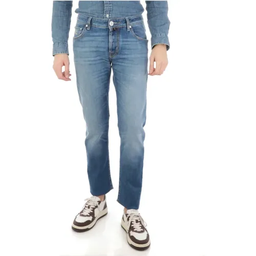Slim-fit Printed Logo Jeans , male, Sizes: W38 - Jacob Cohën - Modalova