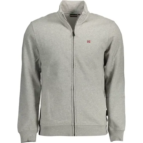 Zip-throughs, male, , Size: XL Hooded Zip Sweatshirt Grey Long Sleeve - Napapijri - Modalova