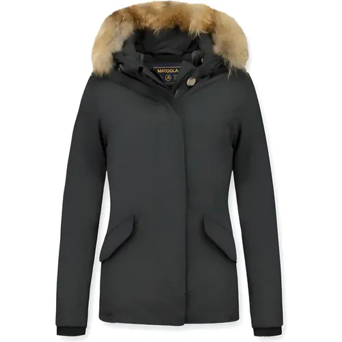 Fur Coat with Small Fur Collar - Wooly Short Jacket - 5898Z , female, Sizes: L, XL - Matogla - Modalova
