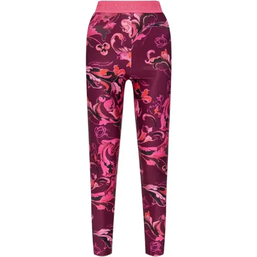 Leggings, female, , Size: S Barocco Print Leggings, Dark , Ankle-Length - Versace Jeans Couture - Modalova