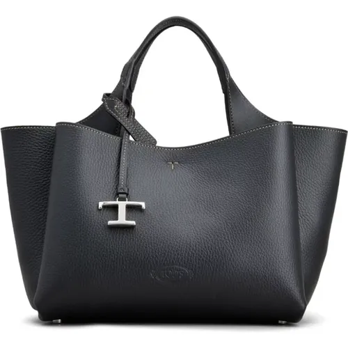 Leather Tote Bag with Logo Plaque , female, Sizes: ONE SIZE - TOD'S - Modalova
