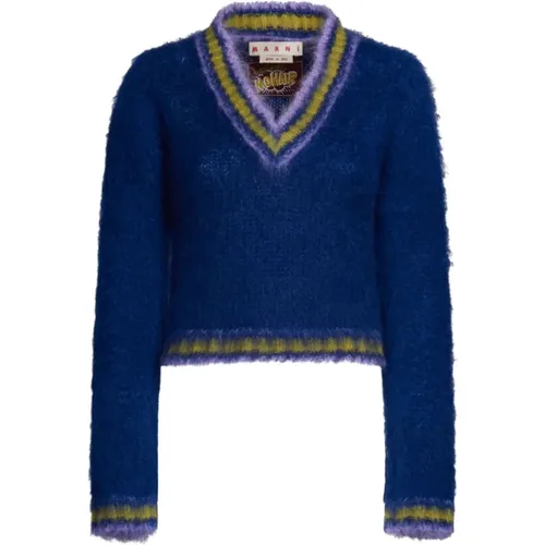 Bicolor V-Neck Sweater , female, Sizes: M, S, XS - Marni - Modalova