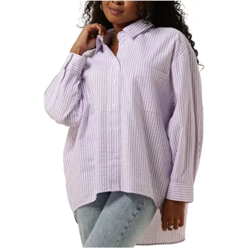 Gestreifte Bluse mit Überschnittenen Schultern , Damen, Größe: L - Colourful Rebel - Modalova