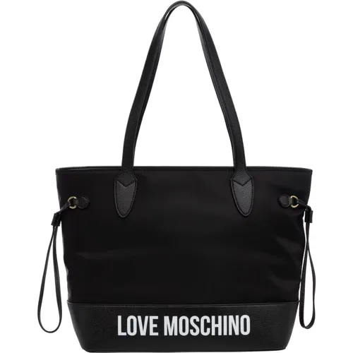 Logo Print Tote Bag with Zip , female, Sizes: ONE SIZE - Love Moschino - Modalova