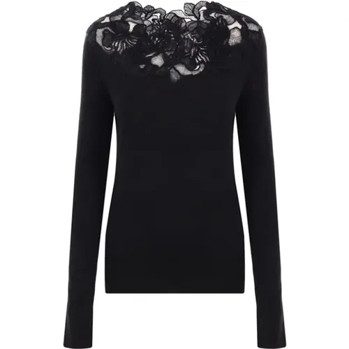 Floral Lace Merino Wool Sweater , female, Sizes: M, XL - Ermanno Scervino - Modalova