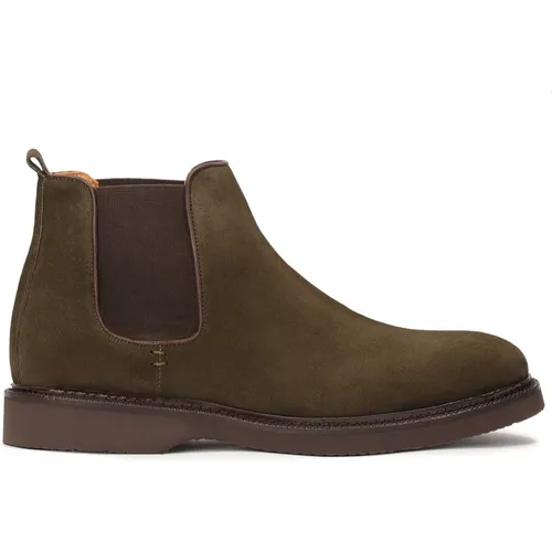 Casual Chelsea Stiefel in Khaki Wildleder , Herren, Größe: 41 EU - Kazar - Modalova