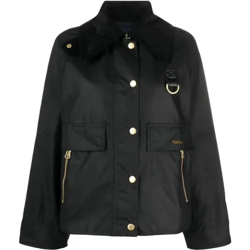 Light Jackets, female, , Size: S Cotton Embroidered Logo Jacket - Barbour - Modalova