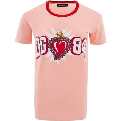 Cotton T-Shirt with Printed Logo , female, Sizes: 2XS - Dolce & Gabbana - Modalova