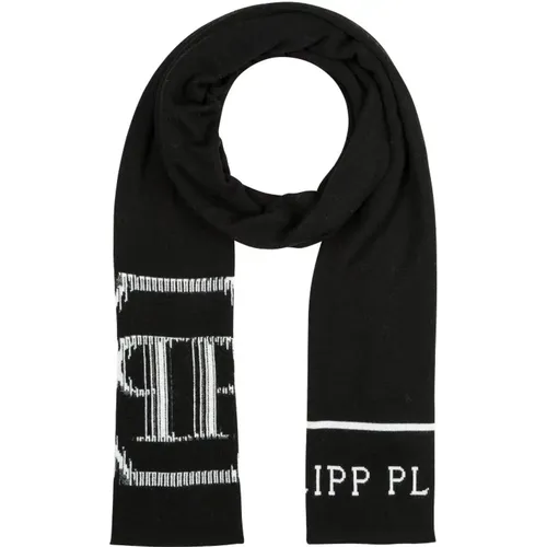 Winter Scarves, unisex, , Size: ONE SIZE Long Jacquard Wool Scarf - Philipp Plein - Modalova