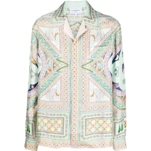 MultiColour Silk Cuban Collar Shirt , male, Sizes: XS - Casablanca - Modalova