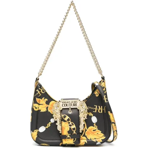 Shoulder Bags, female, , Size: ONE SIZE Baroque Print Hobo Shoulder Bag with Detachable Strap - Versace Jeans Couture - Modalova