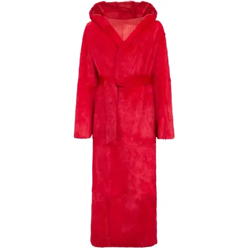 Belted Coats, female, , Size: L Belted Faux Fur Coat - Philosophy di Lorenzo Serafini - Modalova