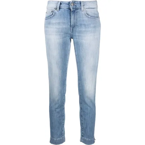 Stonewashed Slim Fit Cropped Jeans , Damen, Größe: W27 - Dondup - Modalova