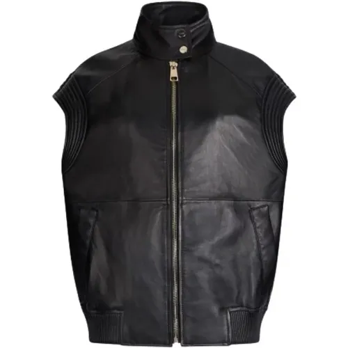 Vests, female, , Size: M Sleeveless Oversized Lamb Leather Vest - Liu Jo - Modalova