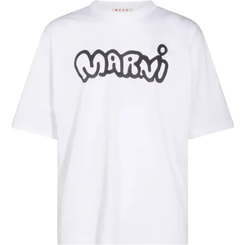 T-Shirts, male, , Size: L Logo T-Shirt - Marni - Modalova