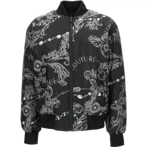 Reversible Couture Print Chain Bomber Jacket , male, Sizes: XS - Versace Jeans Couture - Modalova