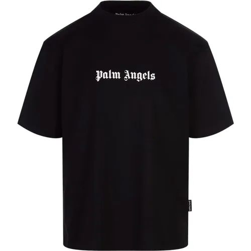 Schwarzes Baumwoll-T-Shirt mit Aufgedrucktem Logo , Herren, Größe: XL - Palm Angels - Modalova