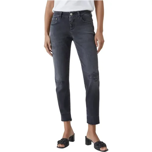 Dunkelgraue Skinny Jeans - Hergestellt in Italien mit Bequemem Stretch-Denim , Damen, Größe: W30 - closed - Modalova