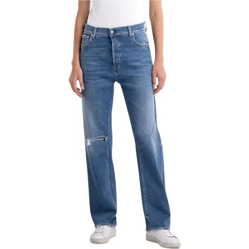 High Waist Straight Jeans for Women , female, Sizes: W26, W27, W28 - Replay - Modalova
