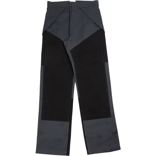 Straight Trousers, male, , Size: L Charcoal Technical Cargo Pants - ROA - Modalova