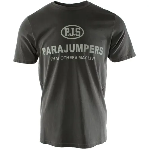 Herren Graues Baumwoll-T-Shirt , Herren, Größe: M - Parajumpers - Modalova