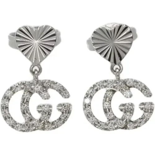 Pre-owned Jewellery, female, , Size: ONE SIZE Pre-owned White Gold earrings - Gucci Vintage - Modalova