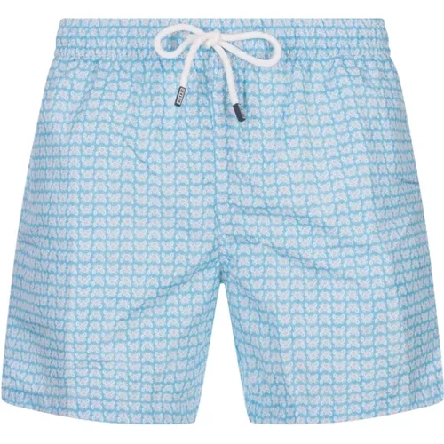 Beachwear, male, , Size: 2XL Blue Crab Swim Shorts - Fedeli - Modalova