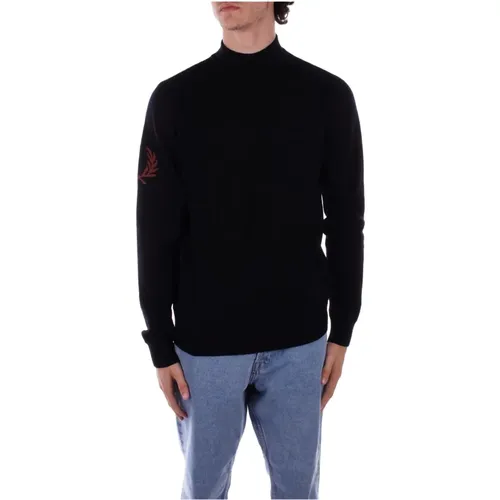 Schwarzer Rollkragenpullover mit Logo , Herren, Größe: M - Fred Perry - Modalova