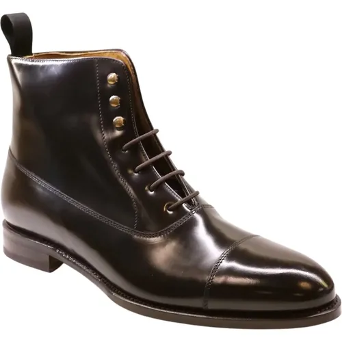 Elegant Leather Ankle Boot with Golden Metal Details , male, Sizes: 7 UK - Berwick - Modalova