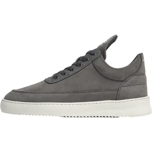 Low Top Ripple Nubuck Dark Grey , male, Sizes: 11 UK, 5 UK, 7 UK, 10 UK, 8 UK, 6 UK, 12 UK, 9 UK - Filling Pieces - Modalova