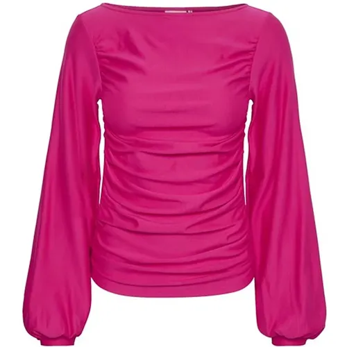 Elegante Drapierte Bluse mit Langen Ärmeln , Damen, Größe: S - Gestuz - Modalova